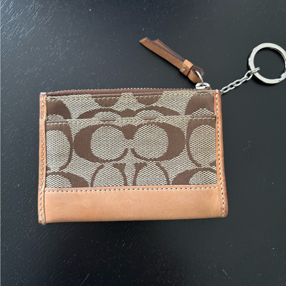Coach Signature Pattern Wallet in Brown and Tan